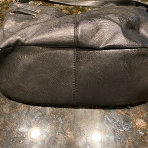Large Black- Faux Leather - Satchel